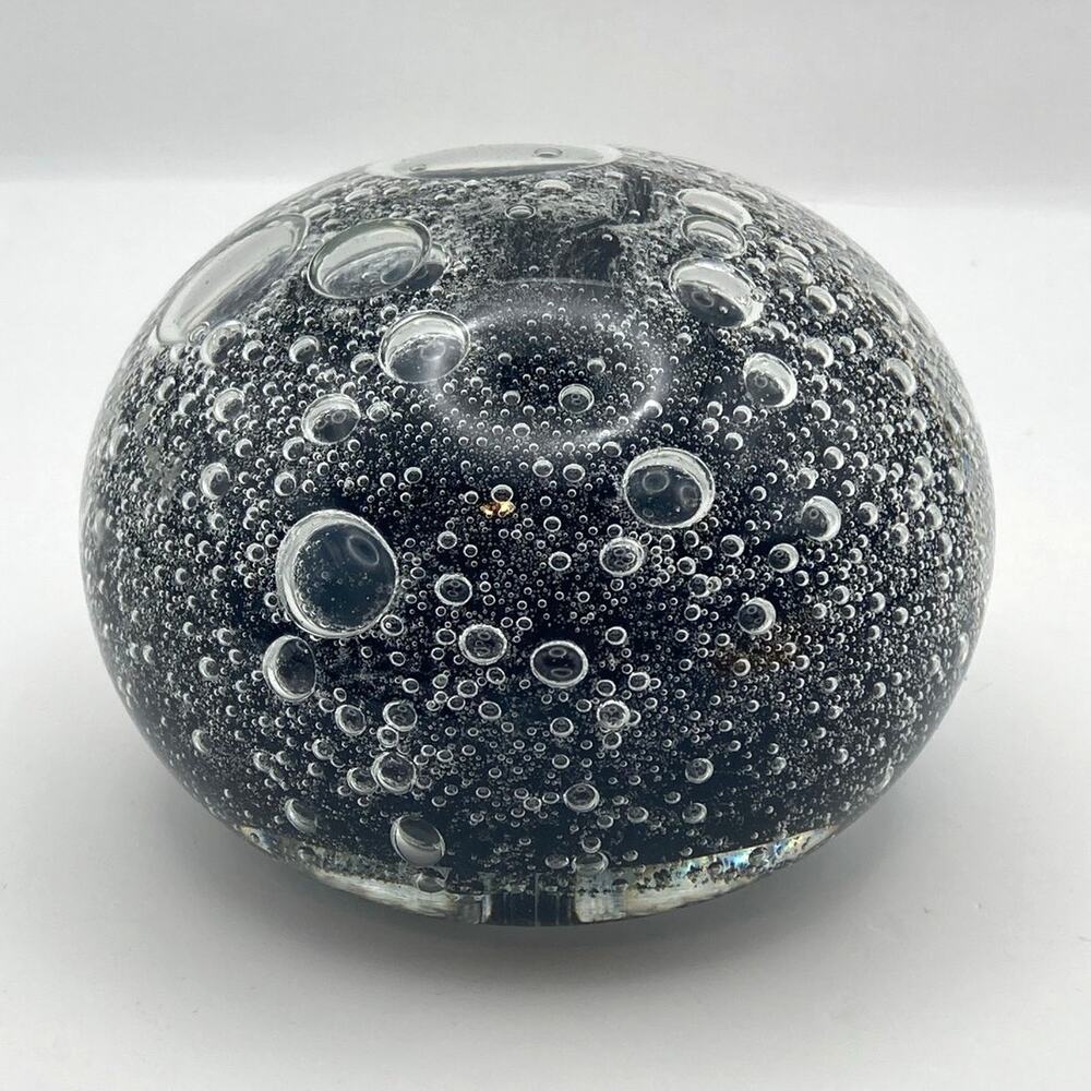 VTG Art Glass Controlled Bubbles Handblown Paperweight Signed 1lb 8oz" Sits